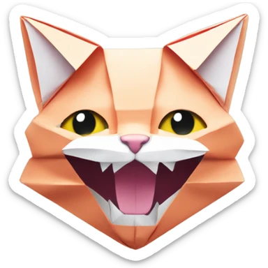 cat smiling origami saumon sticker