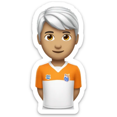Futbolista blanco con uniforme naranja con el número 6 sticker
