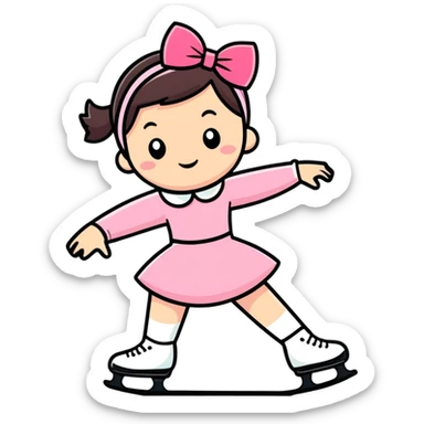 Figure skating with a pink bow sticker