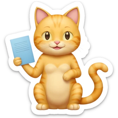 cute yellow smiling cat with full body with note and no clothes sticker