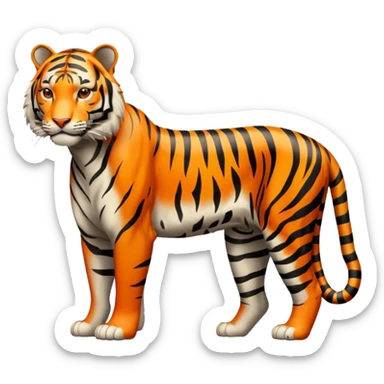 Create a single emoji of a Tiger in full body, shown at a slight side angle in a natural, characteristic pose. stylized like an emoji, but clearly recognizable.  sticker