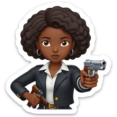 black girl pointing a gun sticker