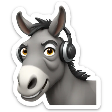 angry donkey with a headset sticker