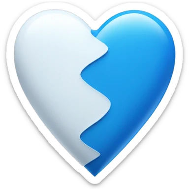  Blue heart and white heart mixed with blunt effect at the point of combining  sticker
