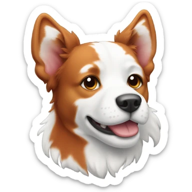 Red healer with more white than red sticker