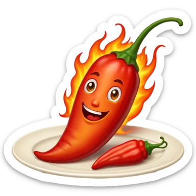 Flaming hot chilli burning on a playe sticker