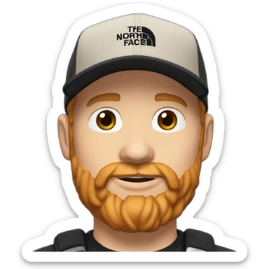 35 years old man with black the north face cap a tshirt little ginger beard and dark blond short hair sticker