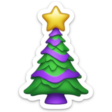 Purple and green Xmas tree toy sticker
