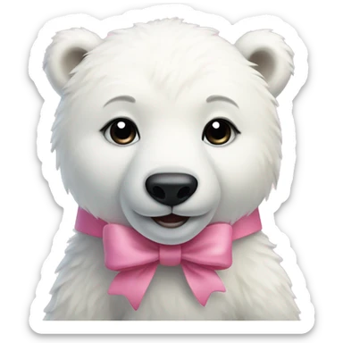 Baby polar bear with pink bow sticker