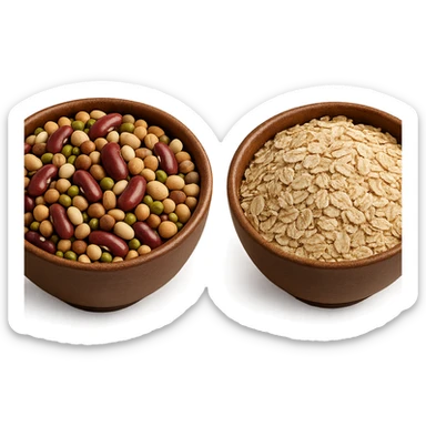 BOWL DI LEGUMI INSIEME A BOWL DI FIOCCHI DI AVENA,  iperrealistico 4k sticker