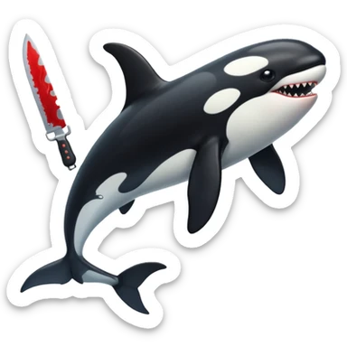 orca holding a bloody knife sticker