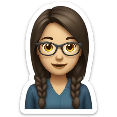 brunett girl software developer with a computer sticker