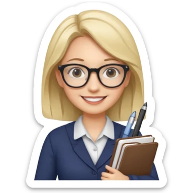 A true woman who is interested in dermatology, wearing glasses and holding notebooks and pens sticker