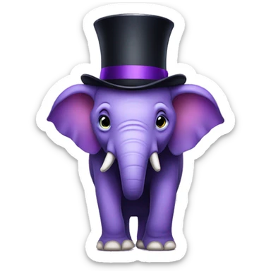 Purple elephant with top hat sticker