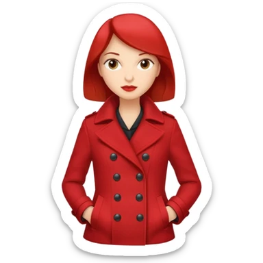 chic red pea coat for women, double-breasted sticker