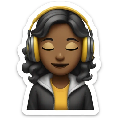 A girl listening to music sticker