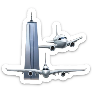 Twin towers with a plane sticker