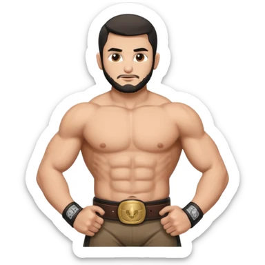 Islam makchacev with his belt sticker