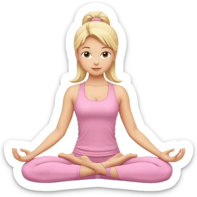 blonde yoga girl light pink clothes n sticker