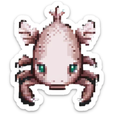 brown Minecraft axolotl, authentic blocky style and proportions, pixel art sticker