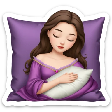 sleeping beauty brunette white girl with a silk pillow sticker