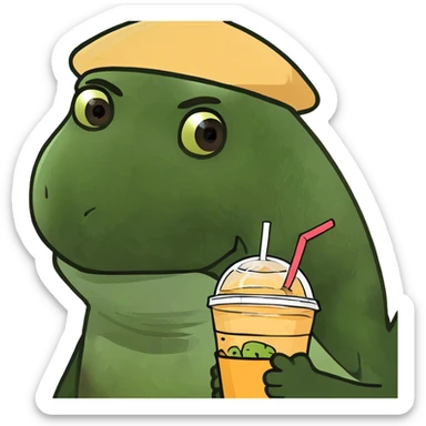 A turtle drinking boba sticker