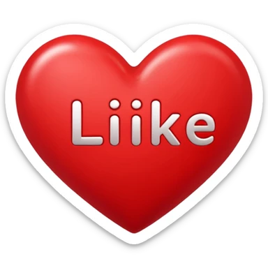 the inscription "like" with a red heart  sticker