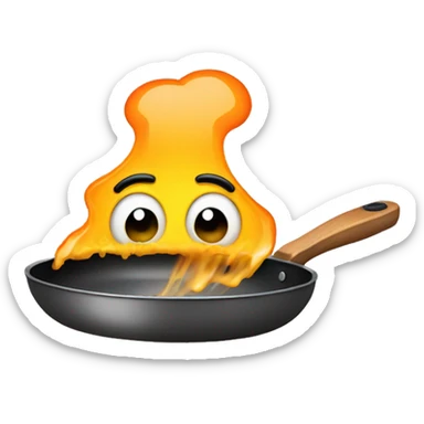 Crying face emoji with a frying pan as a hat sticker