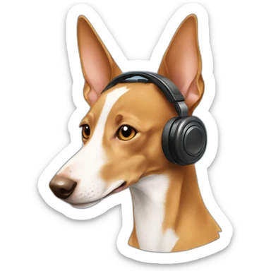 Podenco with earphones sticker
