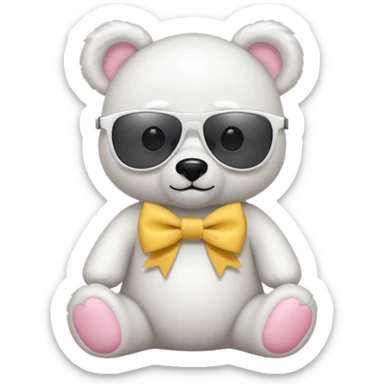A white bear with a  bow and look soo cute and have sunglasses sticker