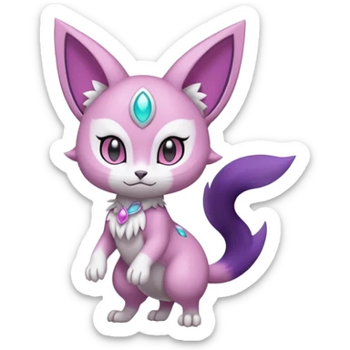 Smooth Soft Dark Pastel Meloetta-Purrloin-Gatomon-Trico-Pokémon-Digimon-Fakémon-fusion-hybrid-creature sticker