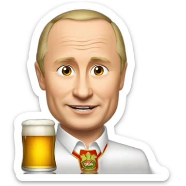 Vladimir putin with beer sticker