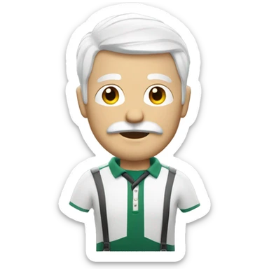 Man with white hair and mustache in golf outfit sticker