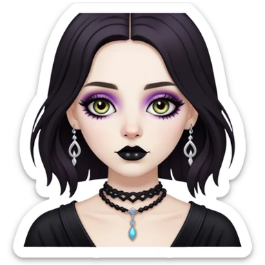 goth, pale hippy brunette baddie, pretty makeup sticker