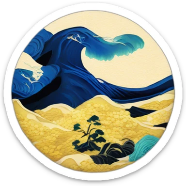 Hokusai in the style of Van Gogh sticker