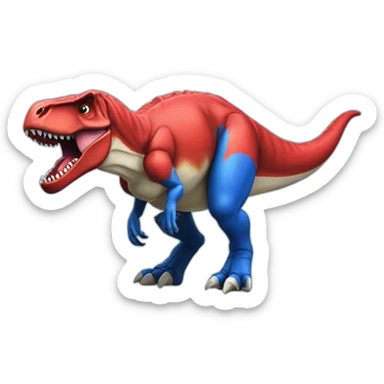 T Rex con camiseta de rugby azul y roja sticker