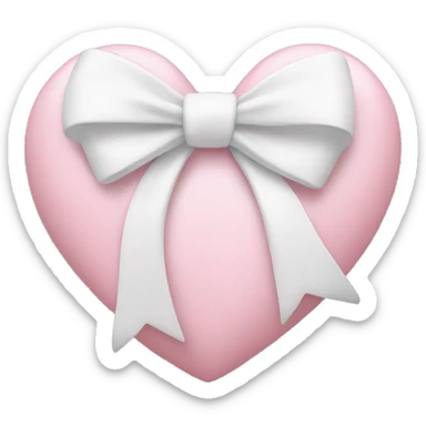 Pastel pink heart with white bow sticker