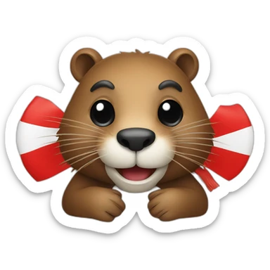 a beaver wrapped in a polish flag sticker