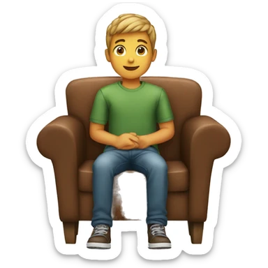 young boy sitting in a wood chair sticker