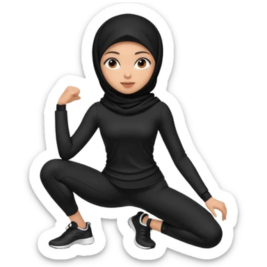 girl wearing a black hijab and is a fitness trainer sticker