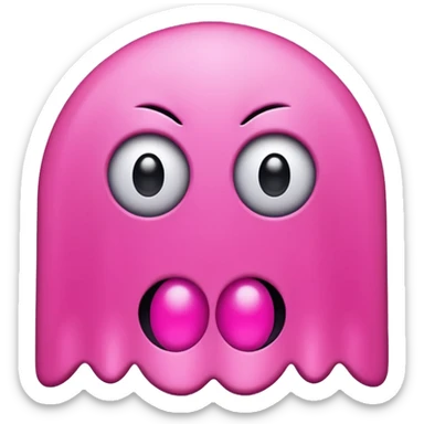 Pink Pacman ghost character with big eyelashes sticker