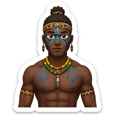 a tribal man in jungle sticker