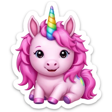 Cute Cartoon style pink baby unicorn 
 sticker