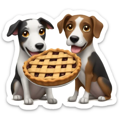 2 dogs holding a pie sticker