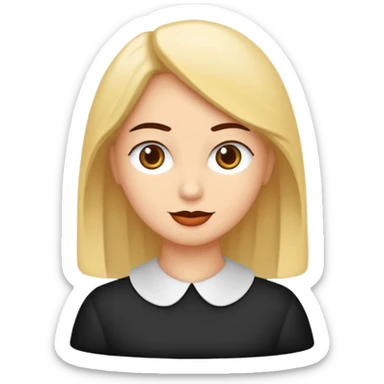 Çok güzel bir sarışın kadın saçları düz uzun kıyafeti beyaz göz rengi kahverengi sticker