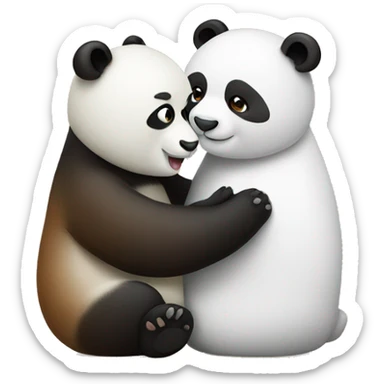 One white panda kissing one brown panda sticker