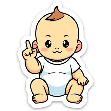 baby with middle finger up sticker