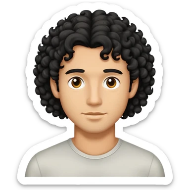 Man with medium length black curly hair and he has tan skin sticker