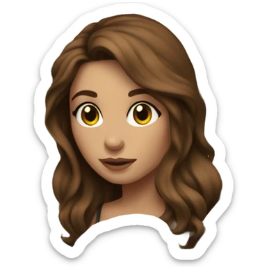 Beautiful tattooed woman long brown hair climbing rocks sticker