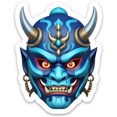 blue samurai oni mask sticker
